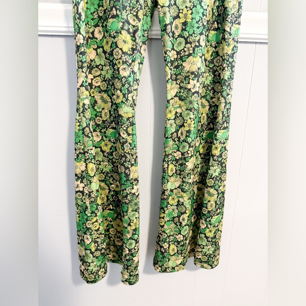 Zara Green Floral Wide-Leg Pants - Picture 6 of 8